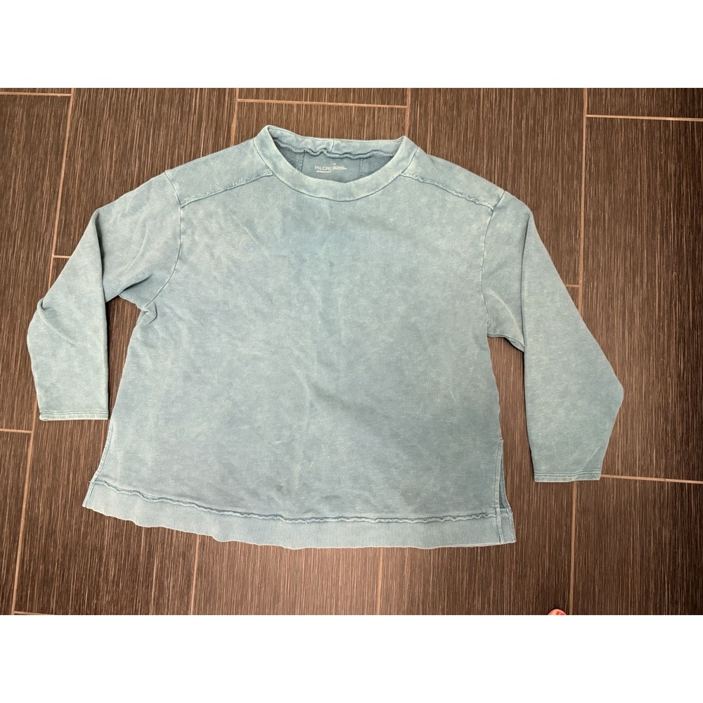 Anthropologie Pilcro Imogen Seamed Cotton Tunic Teal Sweatshirt Blue 1X Lounge